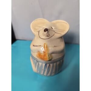 Vintage Smiling Ceramic Mouse Parmesan Cheese Shaker Hand Painted